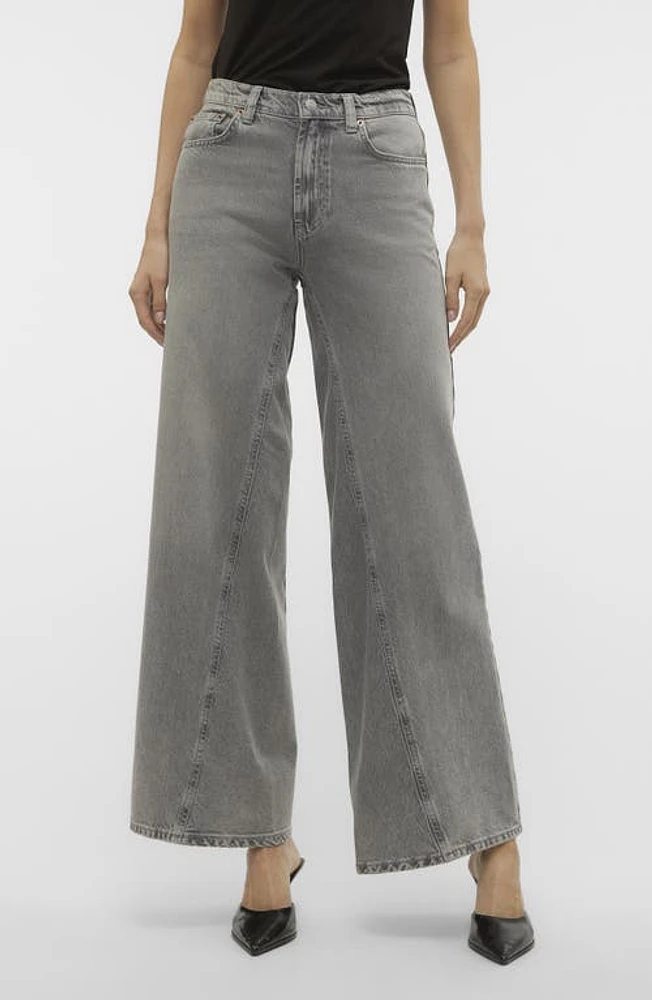 VERO MODA Rail Wide Leg Jeans Medium Grey Denim at Nordstrom,