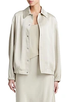 Vince Satin Bomber Jacket Light Sepia at Nordstrom,