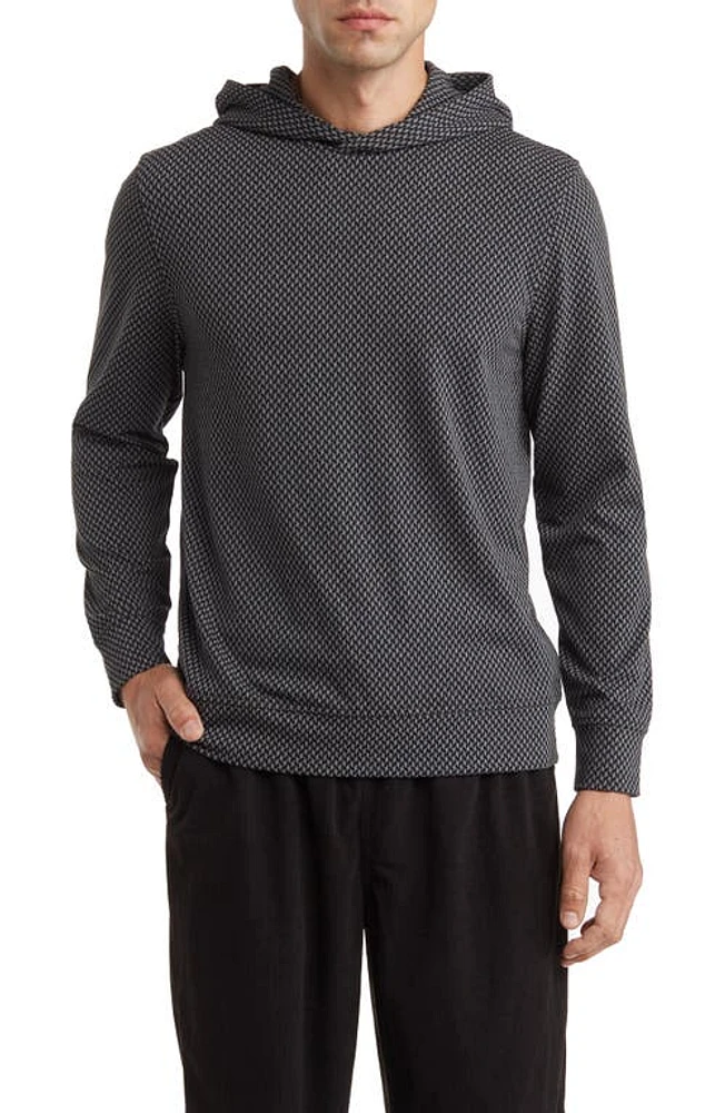 Open Edit Print Pullover Hoodie in Black at Nordstrom, Size Small