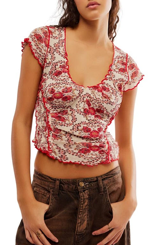 Free People Oh My Baby Crop Mesh T-Shirt Combo at Nordstrom,