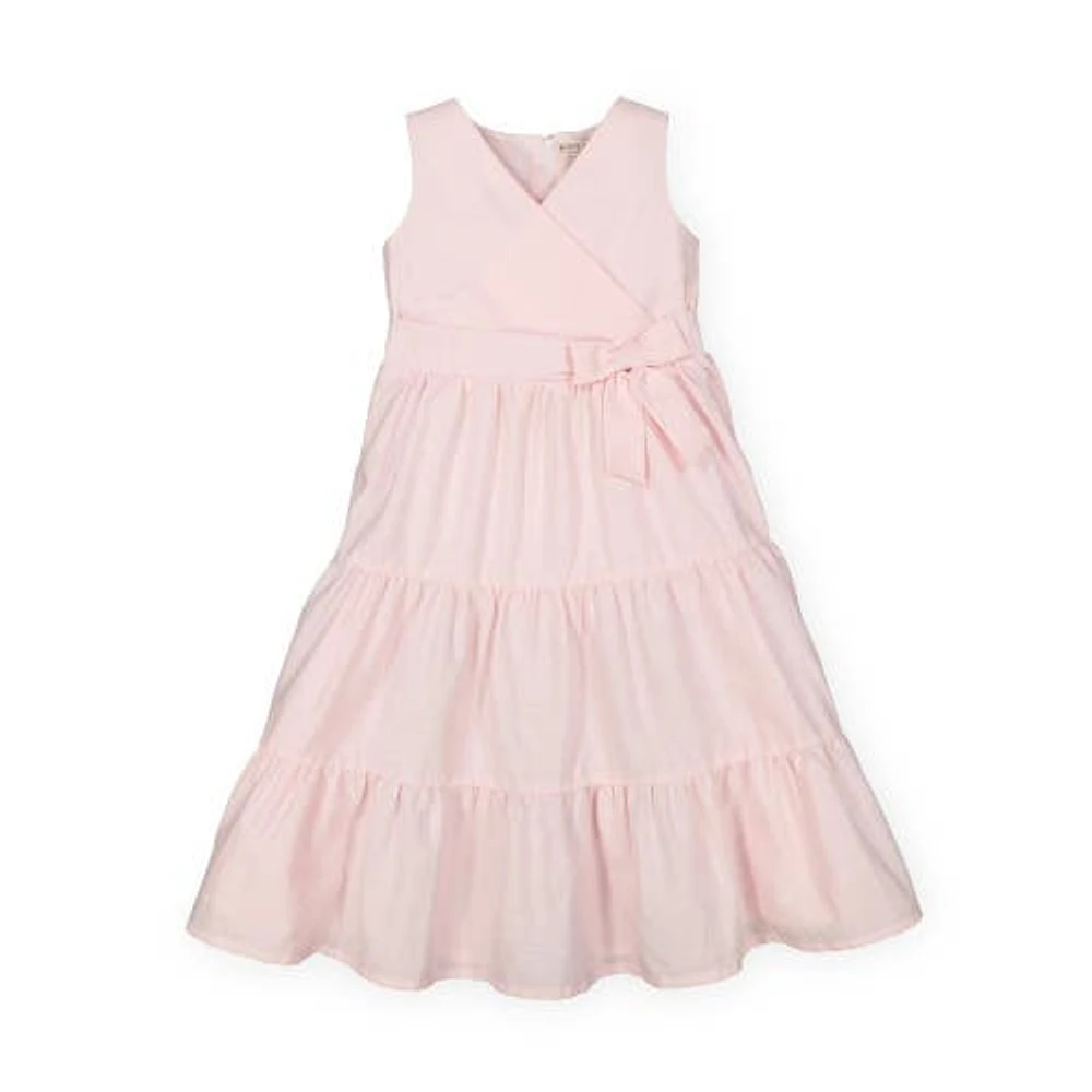 Hope & Henry Girls' Tiered Wrap Dress, Infant Pale Pink Linen at Nordstrom,