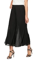 Alex Evenings Wide Leg Crop Mesh Panel Pants in Black at Nordstrom, Size X-Large P