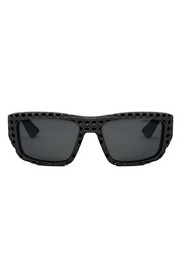 'Dior3D S1I 57mm Square Sunglasses in Matte Black /Smoke Polarized at Nordstrom