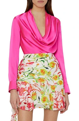 Milly Nancy Cowl Neck Satin Top in Milly Pink at Nordstrom, Size Medium