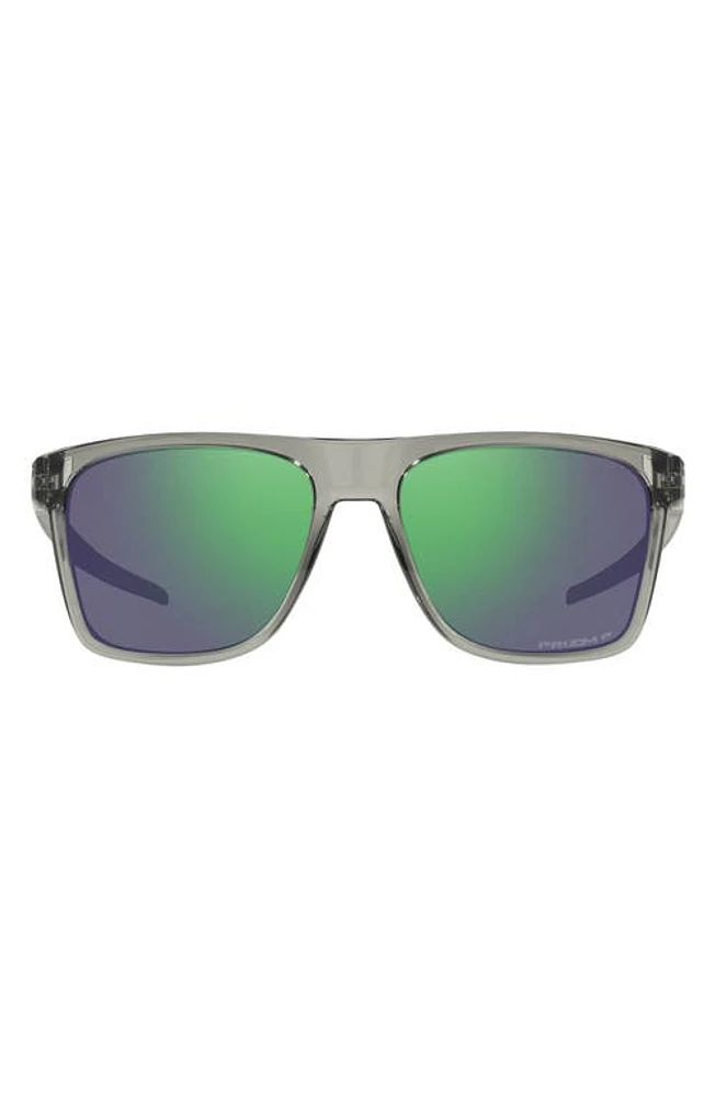 Oakley Leffingwell 57mm Prizm Polarized Rectangular Sunglasses in Grey Metal at Nordstrom