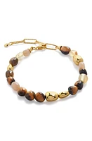 Monica Vinader Beaded Stone Bracelet in 18Ct Gold Vermeil /Tigers Eye at Nordstrom