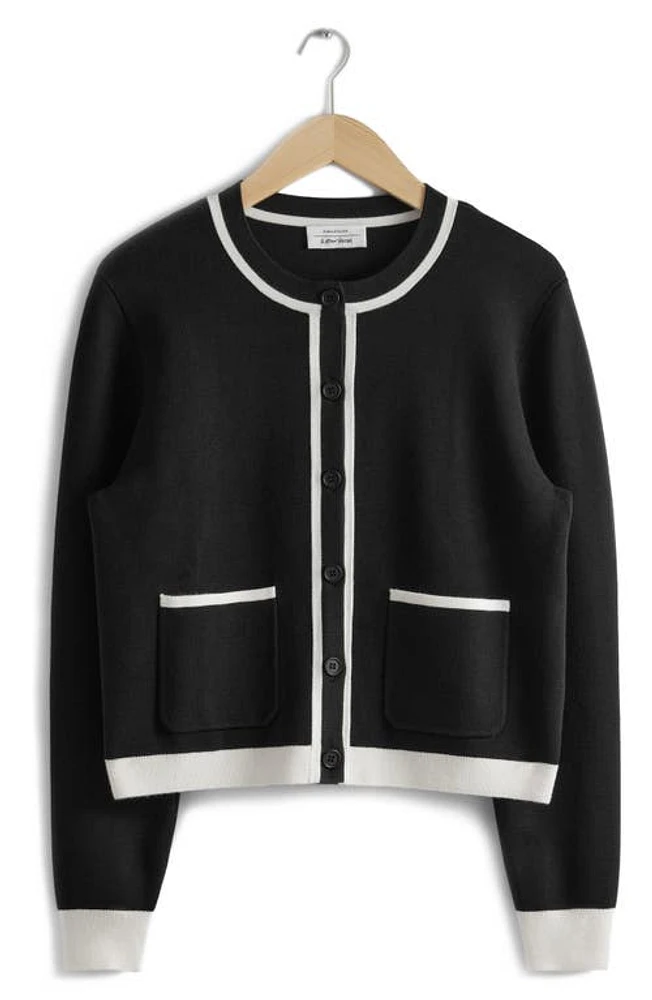 & Other Stories Trim Cardigan Black Dark at Nordstrom,