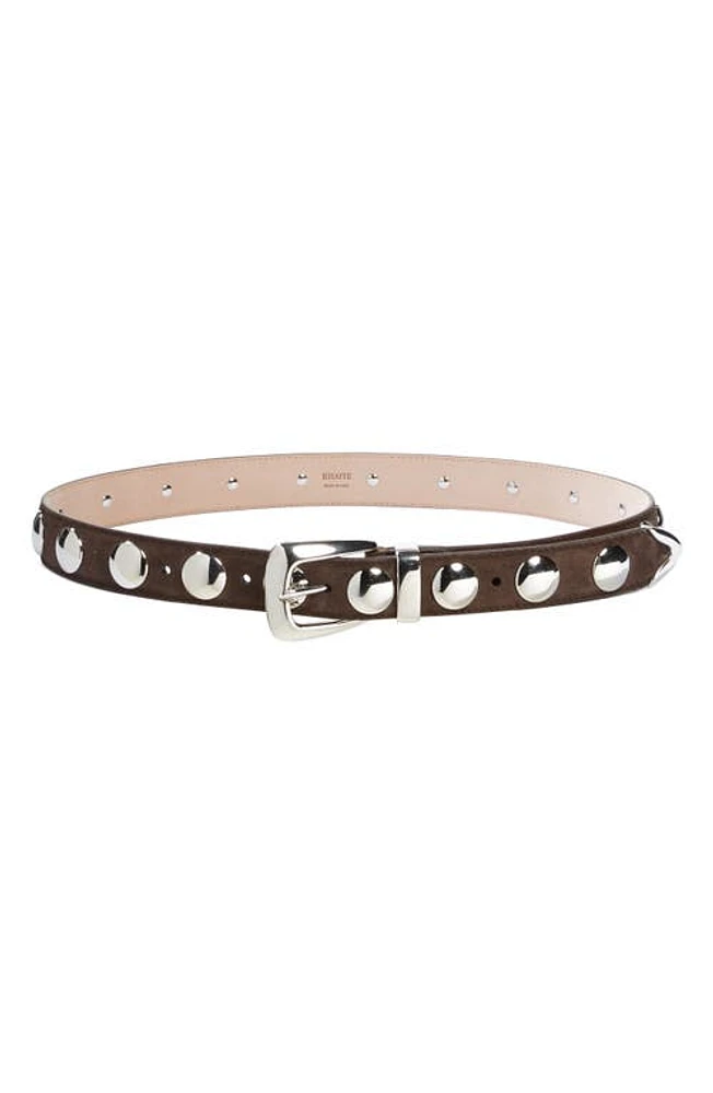 Khaite Benny Studded Suede Belt in Coffee at Nordstrom, Size 90