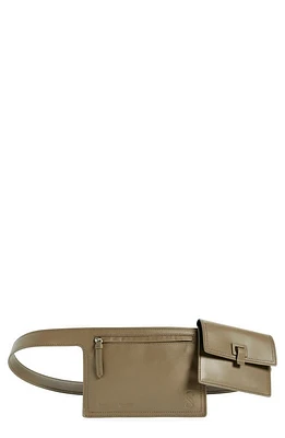 Proenza Schouler Double Pocket Leather Belt Bag in 277 Dark Taupe at Nordstrom