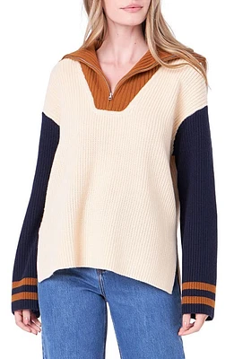 English Factory Colorblock Half-Zip Sweater at Nordstrom,