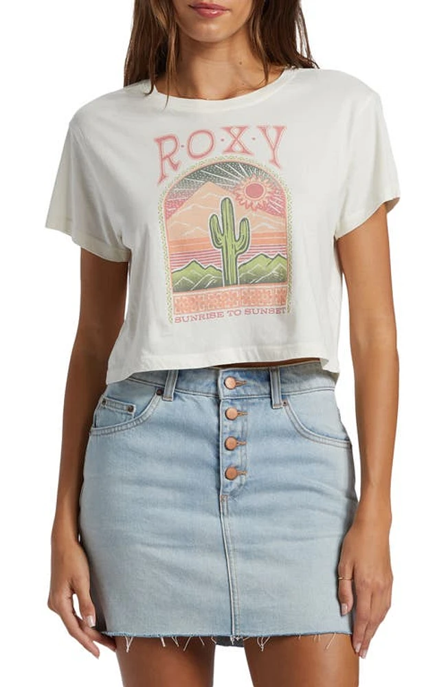 Roxy Saguaro Cotton Crop Graphic T-Shirt Egret at Nordstrom,