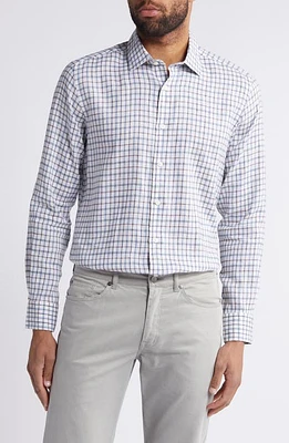 Scott Barber Tattersall Check Linen Twill Button-Up Shirt Dusk at Nordstrom,