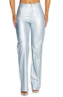 Naked Wardrobe Straight Croc Faux Leather Leg Pants at Nordstrom,