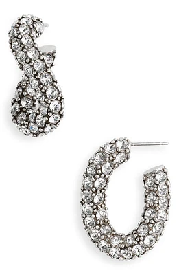 Isabel Marant Funky Crystal Pavé Oblong Hoop Earrings in Transparent/Silver at Nordstrom