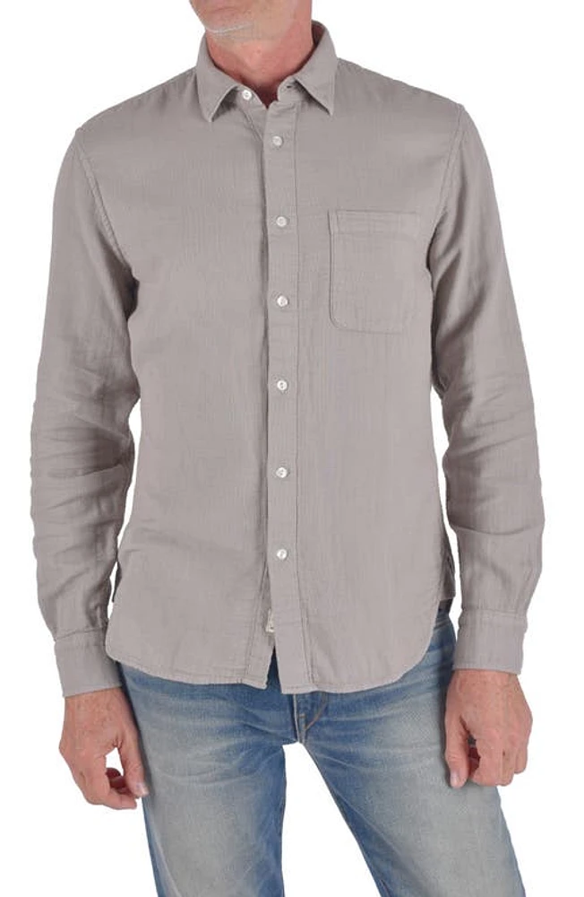 HIROSHI KATO The Ripper Waffle Button-Up Shirt Sand Gray at Nordstrom,