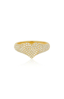 EF Collection Diamond Heart Signet Ring in 14K Yellow Gold at Nordstrom, Size 3.5