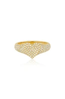 EF Collection Diamond Heart Signet Ring in 14K Yellow Gold at Nordstrom, Size 3.5