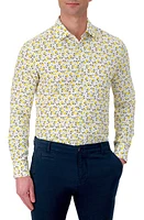 Report Collection Slim Fit Floral Performance Dress Shirt 01 White at Nordstrom,