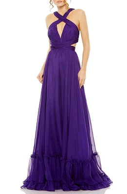 Mac Duggal Keyhole Cutout A-Line Gown Purple at Nordstrom,