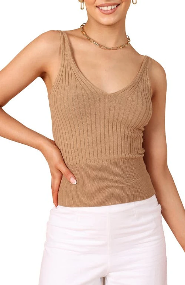 Petal & Pup Gemma V-Neck Rib Sweater Tank Camel at Nordstrom,