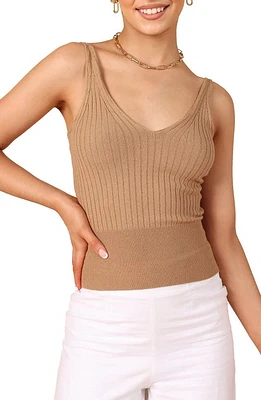 Petal & Pup Gemma V-Neck Rib Sweater Tank Camel at Nordstrom,