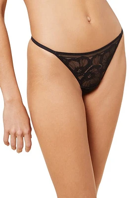 Etam Idole Floral Lace G-String Thong Black at Nordstrom,