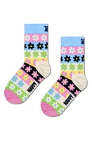 Happy Socks Kids' Floral Stripe Crew Socks in Light Blue at Nordstrom, Size 2-3