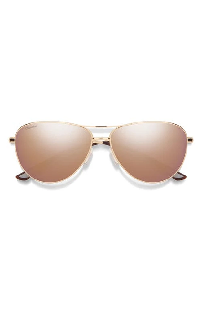 Smith Langley 60mm ChromaPop Polarized Aviator Sunglasses in Rose Gold /Rose Gold Mirror at Nordstrom