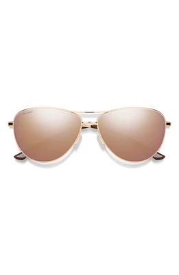 Smith Langley 60mm ChromaPop Polarized Aviator Sunglasses in Rose Gold /Rose Gold Mirror at Nordstrom