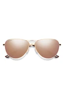 Smith Langley 60mm ChromaPop Polarized Aviator Sunglasses in Rose Gold /Rose Gold Mirror at Nordstrom