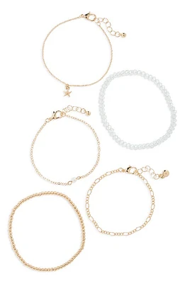 BP. Set of 5 Bracelets in Gold- White at Nordstrom