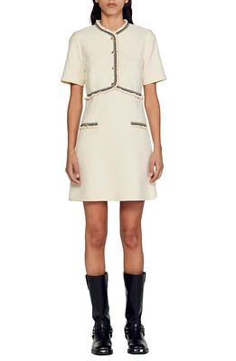 sandro Nava Button Front Sheath Dress Ecru at Nordstrom,