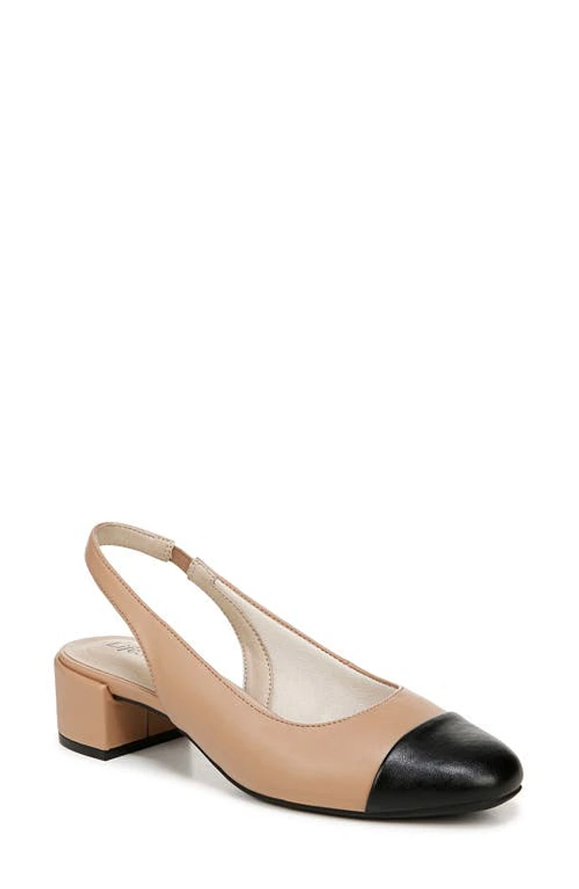 LifeStride Becoming Cap Toe Slingback Pump Tan/Black at Nordstrom,