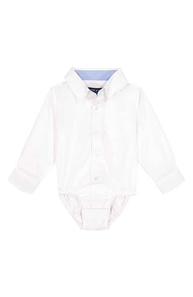 Andy & Evan Button-Up Long Sleeve Bodysuit Natural at Nordstrom,