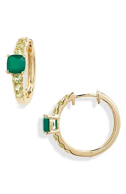 Bony Levy 14K Gold Peridot & Green Onyx Hoop Earrings in 14K Yellow Gold at Nordstrom