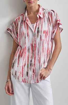 DKNY Print Crinkle Chiffon Shirt Broken Brushstroke at Nordstrom,