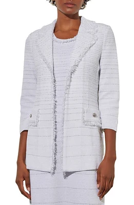 Ming Wang Metallic Tweed Jacket White/Silver at Nordstrom,