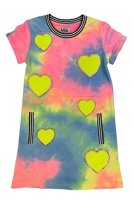 MIA New York Kids' Appliqué Tie Dye T-Shirt Dress in Pink Tie Dye at Nordstrom, Size 4