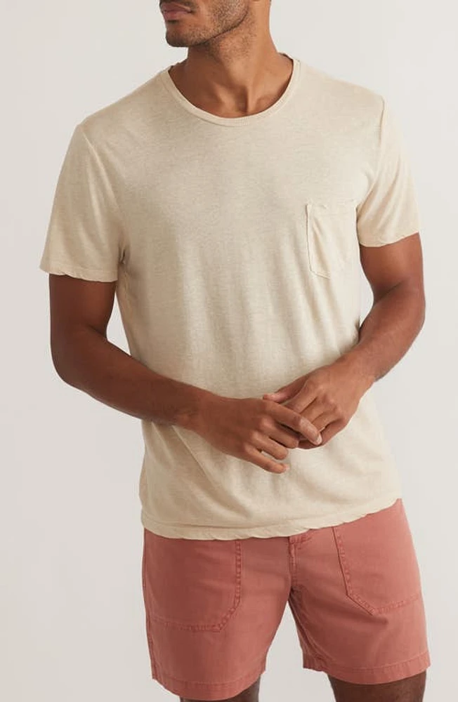 Marine Layer Heathered Hemp & Cotton Pocket T-Shirt Sand at Nordstrom,