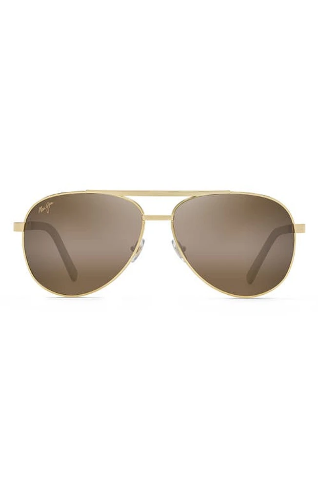 Maui Jim Seacliff 61mm Polarized Aviator Sunglasses in Gold/Hcl Bronze Gradient at Nordstrom