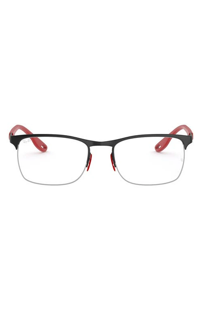 Ray-Ban x Ferrari 54mm Semirimless Optical Glasses in Black at Nordstrom