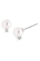 Mikimoto Akoya Pearl & Diamond Stud Earrings in White Gold at Nordstrom