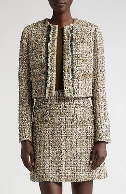 Jason Wu Collection Textured Tweed Short Jacket in Deep Olive Multi at Nordstrom, Size 4