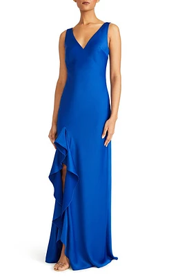 ML Monique Lhuillier Ashlynn Ruffle Satin Gown Royal Azure at Nordstrom,