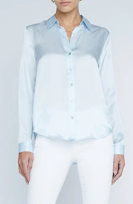 L'AGENCE Tyler Silk Blouse Ice Water at Nordstrom,