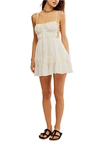 Free People Taking Sides Shirred Tiered Cotton Minidress at Nordstrom,