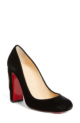 Christian Louboutin Cadrilla Corazon Pump in Black Velvet at Nordstrom, Size 7Us