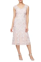 Alex Evenings Sequin Floral Cocktail Fit & Flare Dress Shell Pink at Nordstrom,