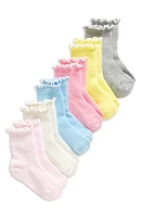 Nordstrom Kids' Assorted 6-Pack Lettuce Edge Socks in Pink- Multi Lettuce Edge Pack at Nordstrom, Size 4-10