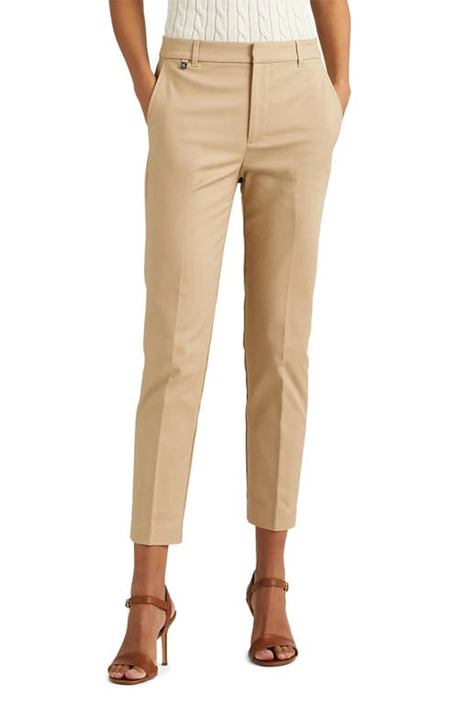 Lauren Ralph Double Faced Stretch Cotton Pants Birch Tan at Nordstrom,